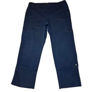 Chico's Women’s Luxe Twill Utility Crop Pants Size 3 US Large 16 Blue